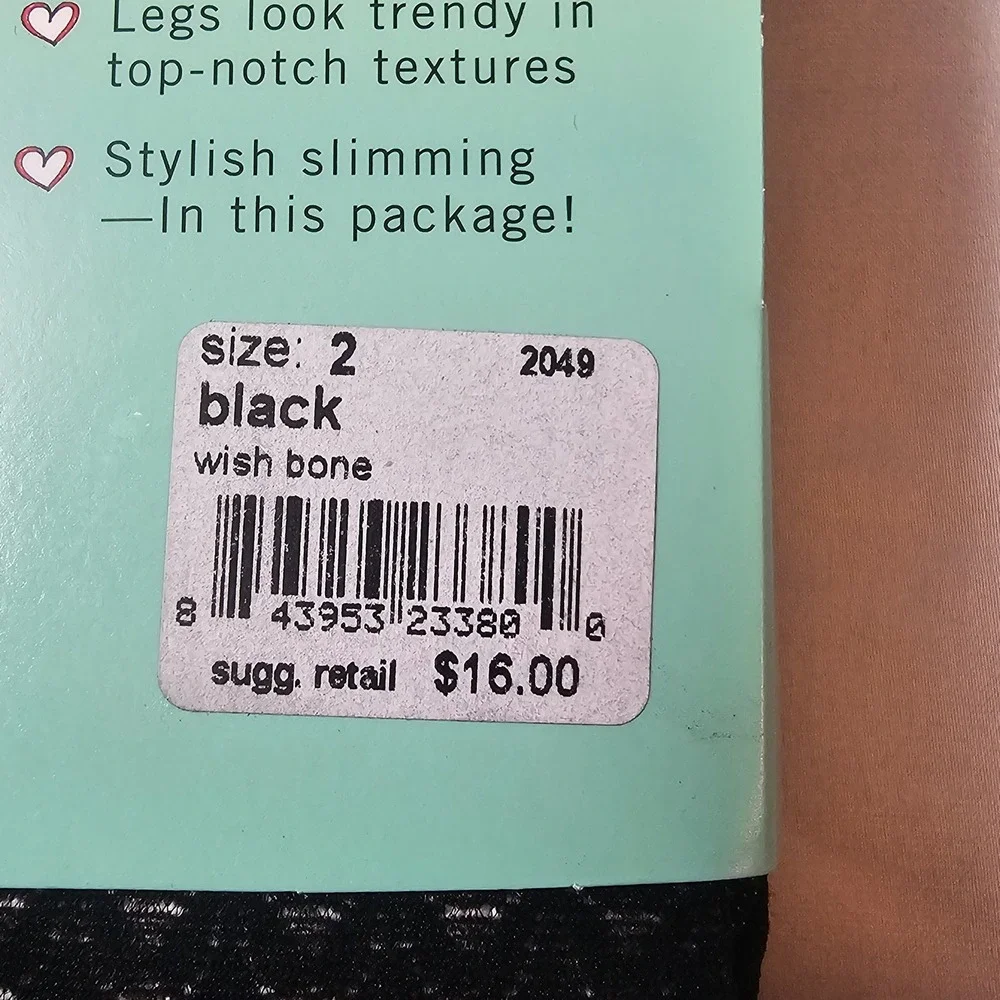 Love Your Assets SPANX Size 2 Black Wish Bone Textured Shaping Tights New 1554
